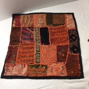 Vintage Beads Sequins Embroidered Patchwork Bohemian Handmade Pillow Cover India